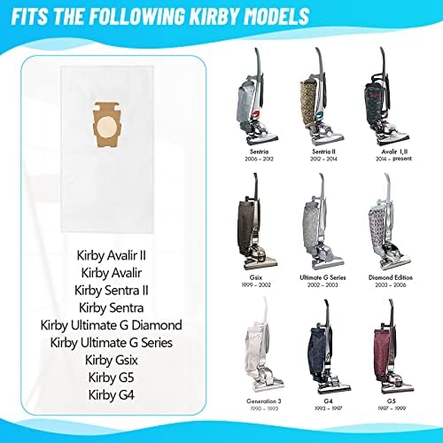 Kancehinage 10pack estilo pano de pó de poeira compatível com sacos de vácuo Kirby Suit All Kirby Generation G3 G4 G5 G6 G7 G8 G9 G10 G11 G12 Sacos de vácuo