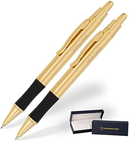 Canetas do Dayspring - Monroe personalizado 18 Karat Gold Batled Gift Pen e lápis Conjunto. Custom gravado rápido, ótimo presente para