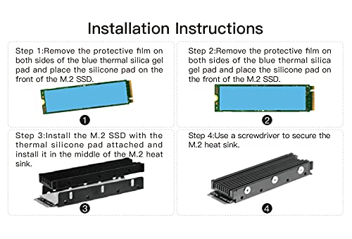 M.2 SSD NVME Deslingo de calor para Samsung 990 980 Pro 970 EVO PLUS SN570 SN750 SN850 FIRECUDA 530 com bloco térmico de silicone,
