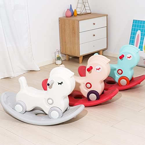 2 em 1 Baby Balking Horse & Sliding Car, Rocker Rocker para externo interior, brinquedo infantil com música, fácil de montar