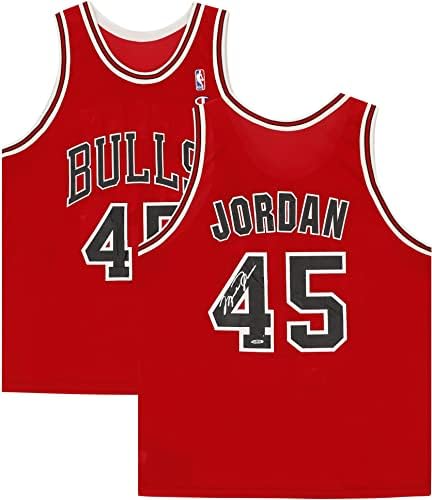 Michael Jordan Chicago Bulls autografou Red 45 Jersey - Upper Deck - camisas da NBA autografadas