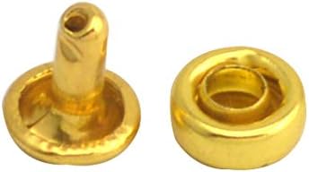 Wuuycoky Golden Double Cap Plan Rivet Chessman Metal Studs Cap 10mm e pacote de 6 mm de 200 conjuntos