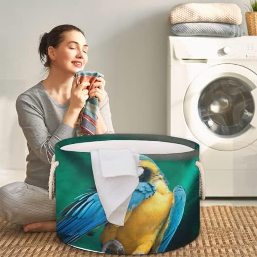 Papagista fofo grande cestas redondas para cestas de lavanderia de armazenamento com alças de armazenamento de cobertores