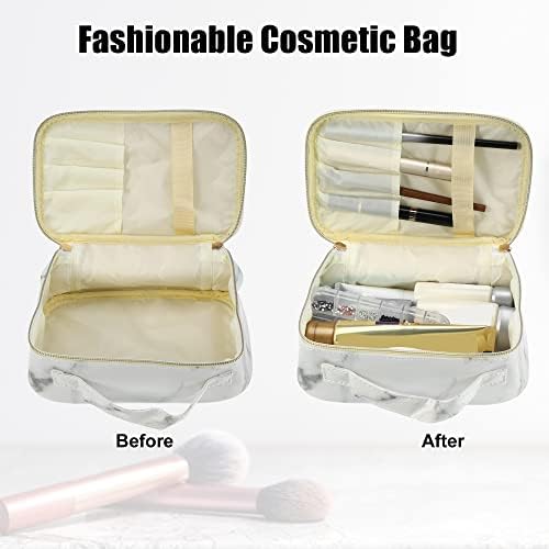 Bolsa de maquiagem Vocoste, bolsa de viagem cosmética Make Up Brush Organizer Bag Sacal de armazenamento de maquiagem de mármore