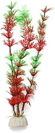 UXCELL 4PCS PLANTAS Aquário de plástico vermelho Ornamento de decoração de plantas de peixes