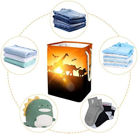 IMOMER Sunset Safari 300D Oxford PVC Roupas à prova d'água cesto de lavanderia grande para cobertores Toys de roupas no quarto