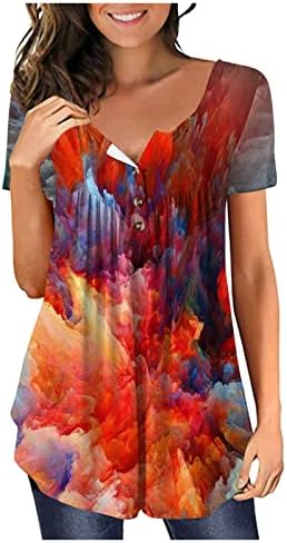 Qcemeni feminina túnica túnica ocultar barriga 2023 verão de manga curta o j-al-dequela t camisetas flowy graphic impressão casual camisa casual