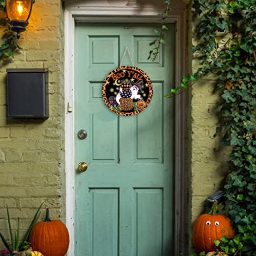 Ornamento Garland Christmas e Halloween Ornamento decorativo de madeira Happy Halloween Porta pendurada sinal de penteado