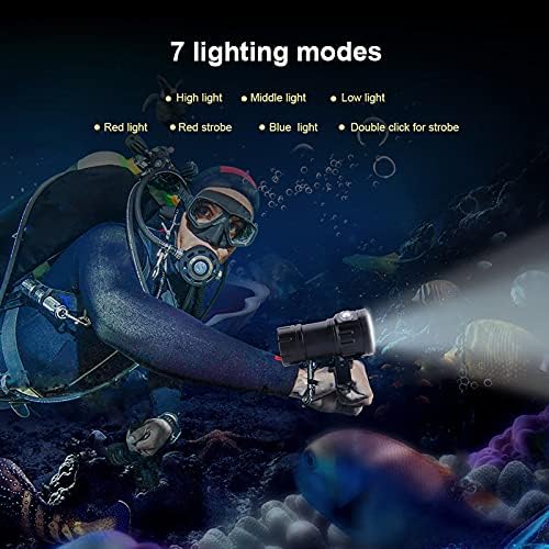 IPX8 18000LM Lanterna 500m, Luz de lâmpada protivável e elegante confiável profissional para atividades subaquáticas ao ar