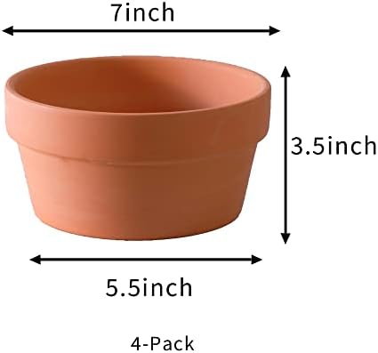 Yishang ys -t1809a plantadores rasos de terracota para suculentos - recipientes de plantas de cacto de 7 polegadas.