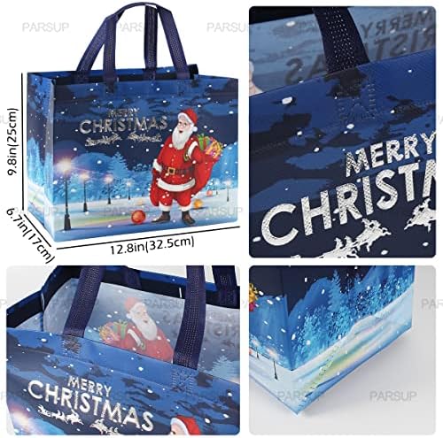 Sacos de presentes de Natal de 16pcs, sacolas de Natal bronzeadoras com alças, sacolas de tratamento de Natal, sacolas