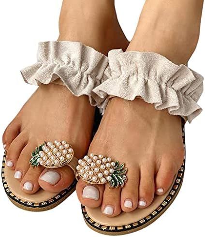 Xudanell Sandals Womens Peep Toe Low Wedge Slip em Sandálias de verão com jóias de jóias de diamante