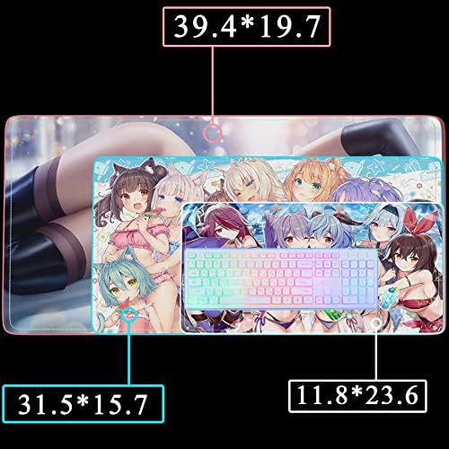 Hentaihouse nua waifu grande almofada de mouse de jogos, durável 23.6x11.8 x0.12in grande mouse de teclado prolongado com
