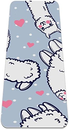 Siebzeh Cartoon Alpacas Branco Coração Rosa Premium Premium de Yoga MAT ECO AMICIAL DE RORBO