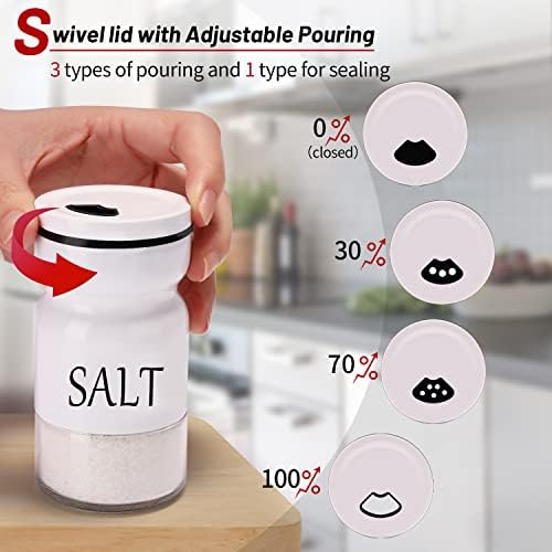 Saltadores de sal e pimenta Conjunto, salas de sal e pimenta com orifícios de derramamento ajustável - salvadores de sal e pimenta