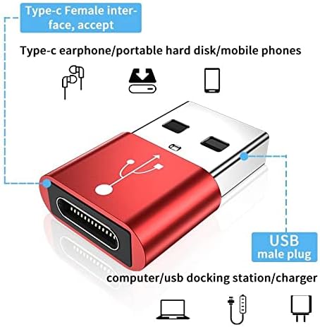 Adaptador de ondas de caixa compatível com JBL Vibe 100 TWS-USB-A para C PORTCHANGER, USB TIPO C OTG USB-A Converter Dados de carregamento para JBL Vibe 100 TWS-Prata metálica