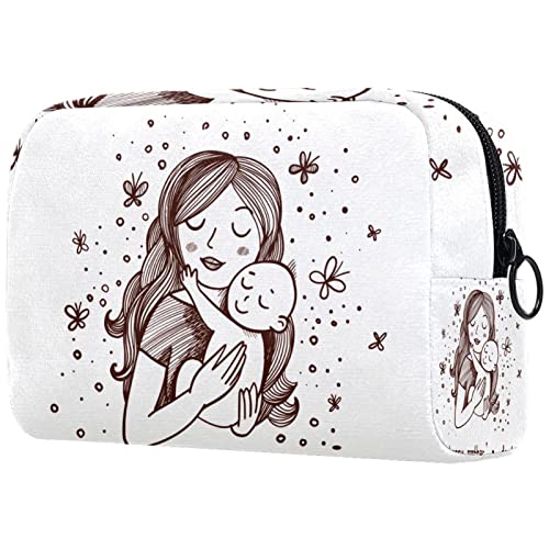 Bolsa de higiene pessoal Bolsa de lava -lava de maquiagem cosmética com zíper do dia das mães para acessórios de viagens Essentials