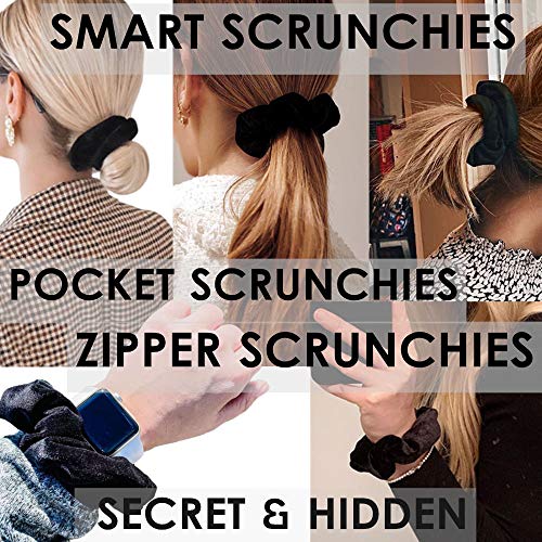 BSEKT ZIPPER SCRINCIES, SCRUnchie de bolso, Secret e escondido, pulseira de laços de veludo, compatível com Apple AirPods 2 e 1, Bolsa