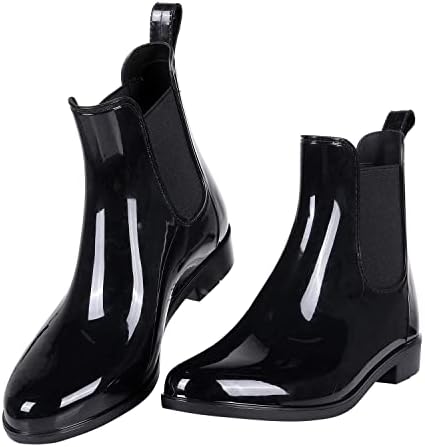 Evhine Women's Short Tornozelo Botas de Rain Botas Luz Chelsea Boots de Rubrotedas de borracha