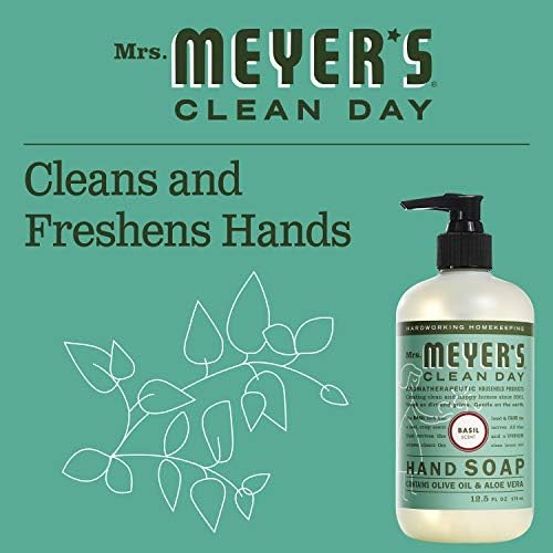 Sra. Meyer's Hand Soap, feito com óleos essenciais, fórmula biodegradável, manjericão, 12,5 fl. Oz