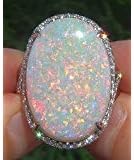 Khamchanot grande 925 Silver Fire Opal Gemstone Ring Com noivado de casamento Mulheres jóias SZ6-10