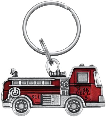 Danforth - chaveiro de caminhão de bombeiros vermelho - Kichain artesanal de bombeiros de estanho - 2 ¼ ”, feito nos EUA