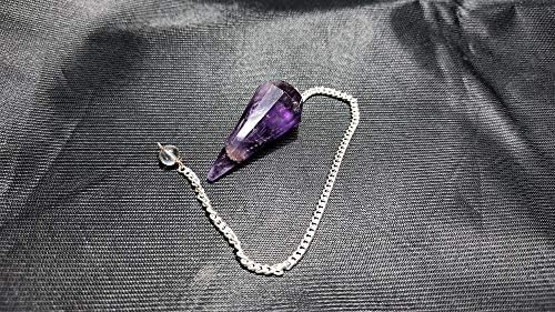 WholesalEGEMSHOP NATURA PENDULA AMETHYSTA DE PENDULA FACETA CRISTAL Pendulum com Reiki de quartzo de cura de Pouch Stone acusado