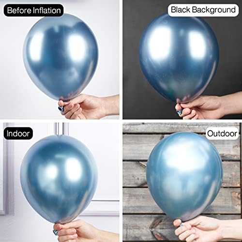 Partywoo Balões azuis claros metálicos, 100 PCs Balões metálicos claros de tamanhos diferentes de 18 polegadas 12 polegadas 10 polegadas 5 polegadas para arco de guirlanda de balão como decorações de aniversário, decorações de festa