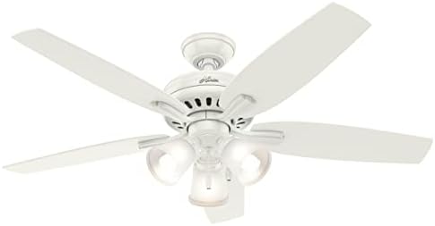 Hunter Fan Company, 53316, 52 polegadas de ventilador de teto branco fresco com kit de luz LED e corrente