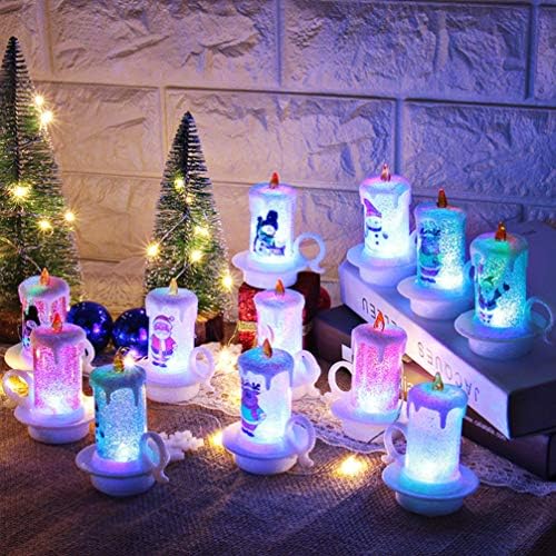 AMOSFUN Natividade Decoração 2pcs de Natal LED LED sem chamas Velas Night Night Light Electronic Led Candle para Festival