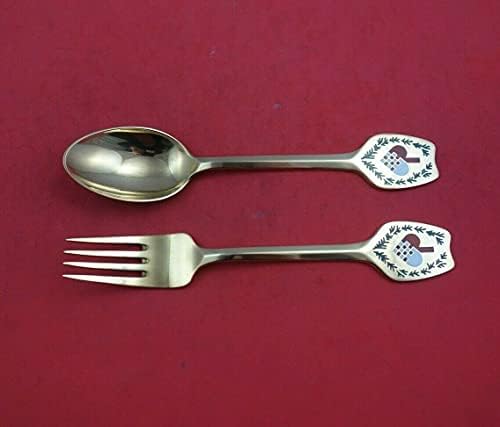 Natal por A. Michelsen Sterling Silver Fork and Spoon Conjunto 2pc 1951 Vermeil