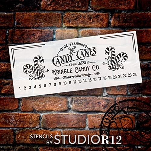 Kringle Candy Cane Countdown Stencil por Studior12 - EUA Made - 20,25 x 8,25 polegadas - Holiday DIY Christmas Countdown