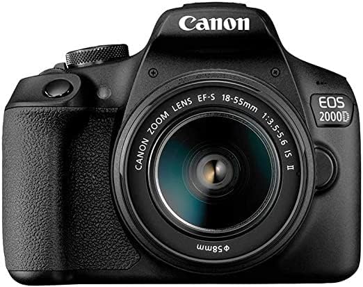 Câmera Canon EOS 2000D DSLR com Canon EF-S 18-55mm f/3.5-5.6 Lens de zoom + caixa + Sandisk 64 GB Card de memória + kit de filtro
