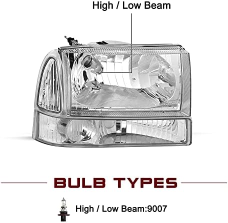 Substituição do conjunto do farol JSBOYAT para 1999-2004 Ford F250 F350 F450 F550 Super Duty / 2000-2004 Ford Excursion