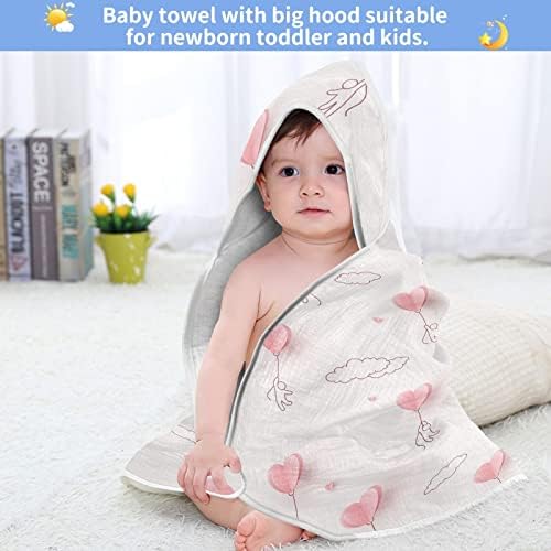 Vvfelixl Baby Bath Toalhe, Balões de coração Pessoas encapuzadas toalhas de bebê, toalhas de criança absorvente para