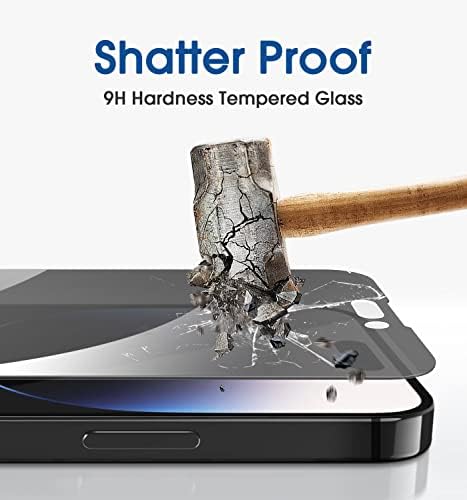 AMFILM ONETOUCH Compatível com o iPhone 14 Pro Max 2022 Protetor de tela de vidro temperado com privacidade - com kit de instalação fácil, amigável para casos de cobertura completa
