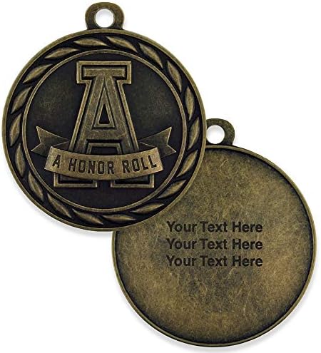 Pinmart Antique Gold A Honor Roll Award School School Medalha Prêmica Personalizável