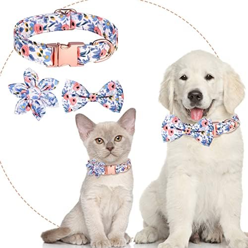 Coloque de cachorro pequeno para meninos colar de cão personalizado colarinho de impressão de flores colar
