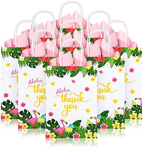 24 PCs Bolsas de presente havaianas ALOHA Favor Favory Bags Tropical Gift Bags Luau Goodie Bags Com Handles Hawaiian Treat Candy