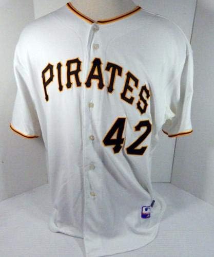 Pittsburgh Pirates 5442 Jogo emitiu White Jersey Jackie Robinson Day - jogo usado MLB Jerseys