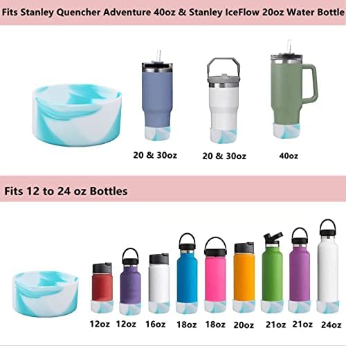 Baot de silicone xshnuo 2 pcs para Stanley Quencher Adventure 40oz com alça e Stanley Iceflow 20oz 30oz, Anti-Slip