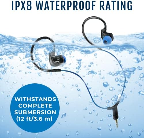 Fones de ouvido SX10 H2O Audio Surge SX10, IPX8 à prova d'água, cordão curto, fones de ouvido estéreo, cancelamento