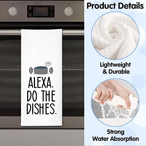 RZHV Alexa, faça a toalha de cozinha de pratos, alto -falantes engraçados Presente de toalha para mulheres irmãs amigas Mã