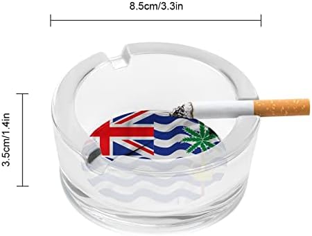 Bandeira do território britânico do Oceano Índico cinzeiros de vidro para cigarros e charutos Round Ash Bandeja do estojo para o presente