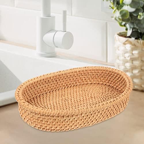 Zerodeko Rattan Pão Bandeja Tecido Oval Forma Fruta Candy Display Basket Snack Pastry Flieiras Servindo Plato Decoração de Chá de