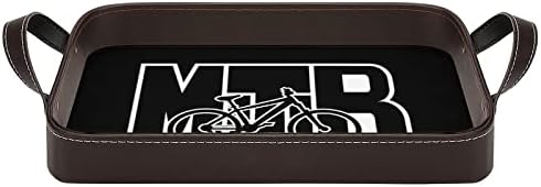 Bandeja decorativa de couro de mountain bike mtb organizador de armazenamento de bandeja com alças para hotel em casa