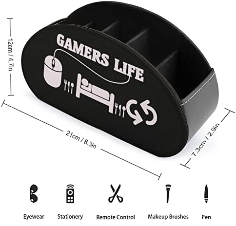 Gamers Life TV Titulares de controle remoto Box de maquiagem PU PU CAURMA HOME HOME Storage Caddy Store com 5 compartimento