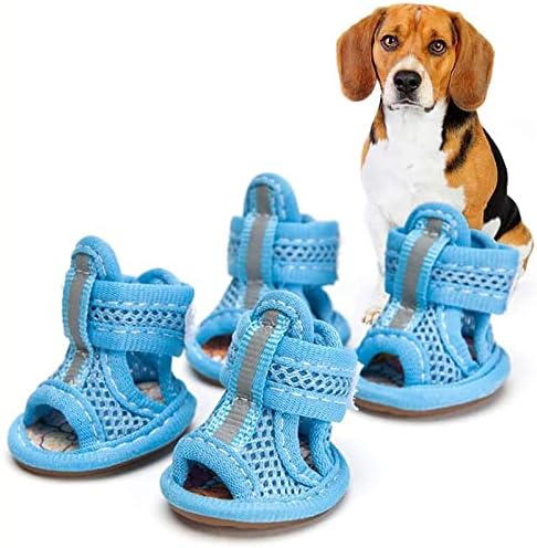 Sandálias de cães de malha respiráveis ​​para verão, sandálias de estimação para cães pequenos, rosa, azul, amarelo, sapatos