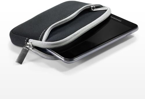 Caixa de ondas de caixa para BQ Aquaris U2 Lite - SoftSuit com bolso, bolsa macia neoprene capa com zíper - jato preto com acabamento cinza