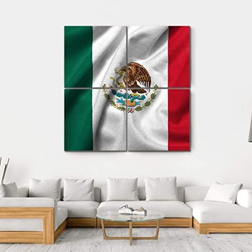 Ergo e bandeira realista da arte da parede do México, impressionante pintura esticada pronta para pendurar para decoração de